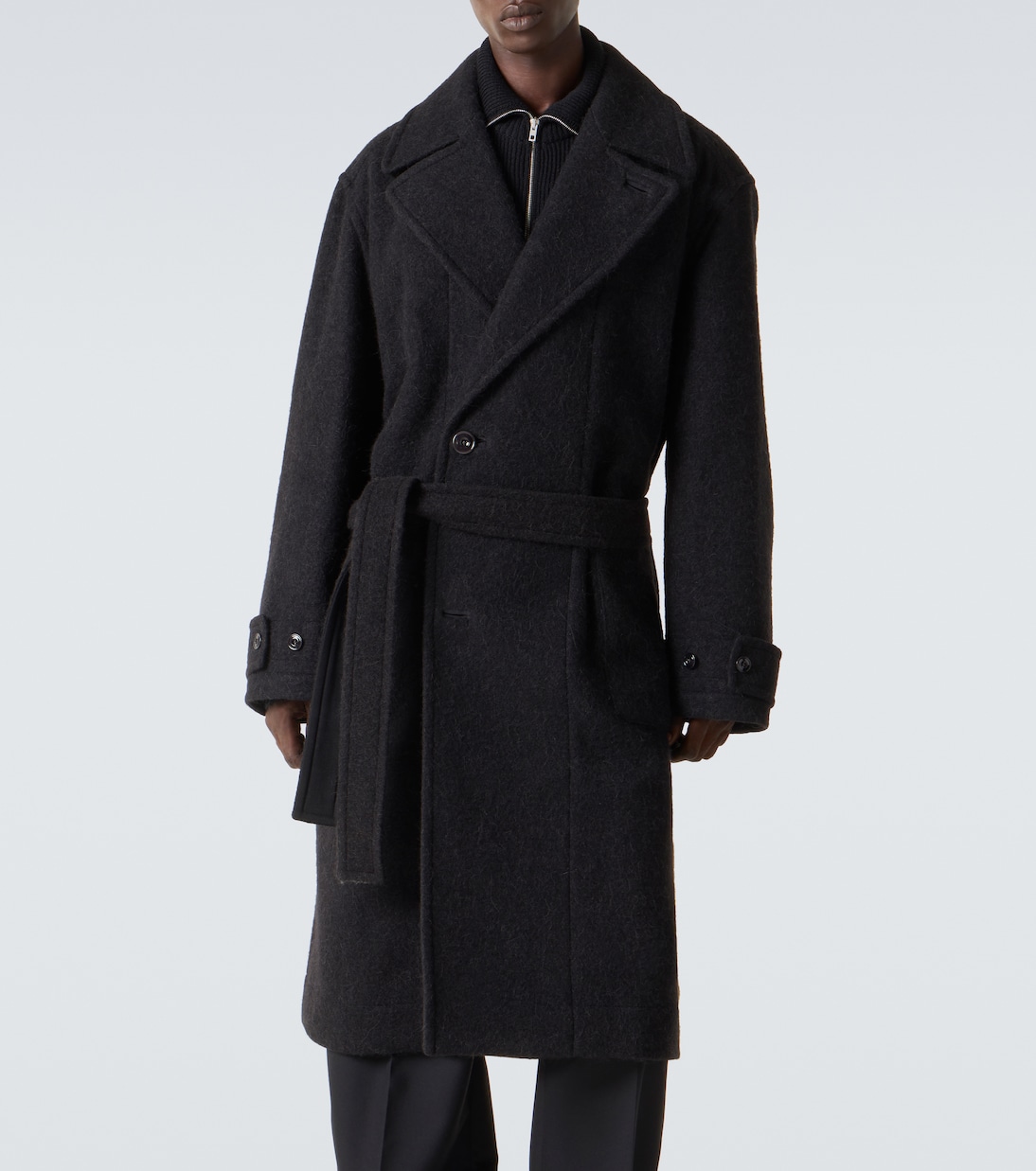 Lemaire Belted alpaca and wool overcoat - Detail 3
