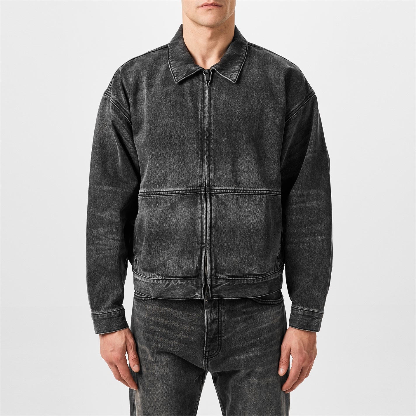 Fear of God Essentials Men's Trucker Cotton Faded Wash Denim Jacket - Detail 3