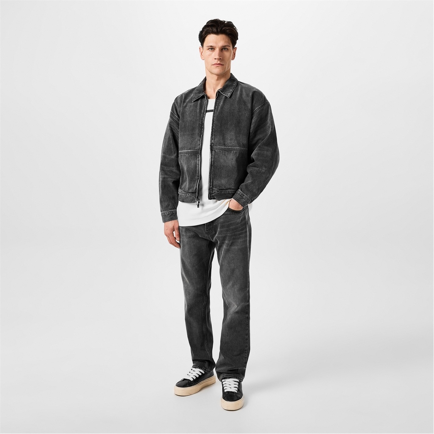 Fear of God Essentials Men's Trucker Cotton Faded Wash Denim Jacket - Detail 6