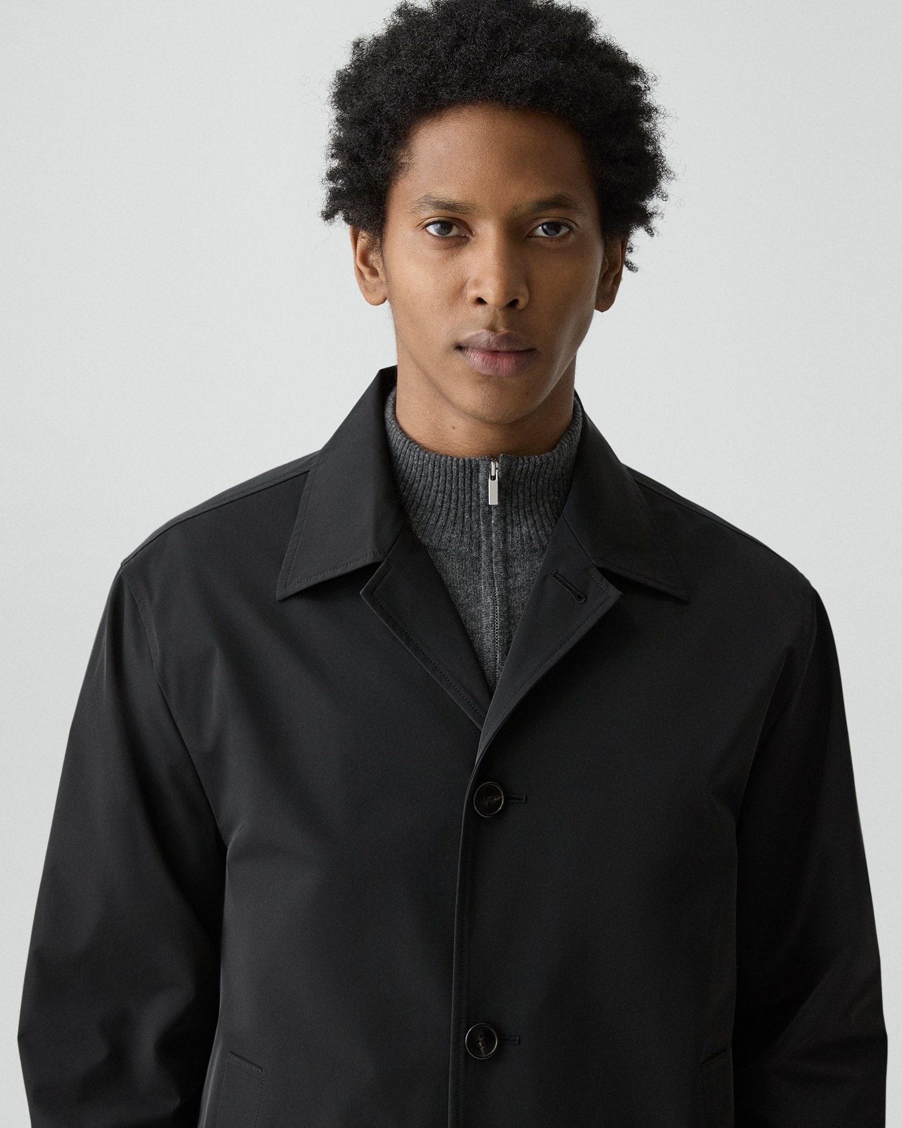 Theory Shirt Collar Jacket in Foundation Twill - Detail 5