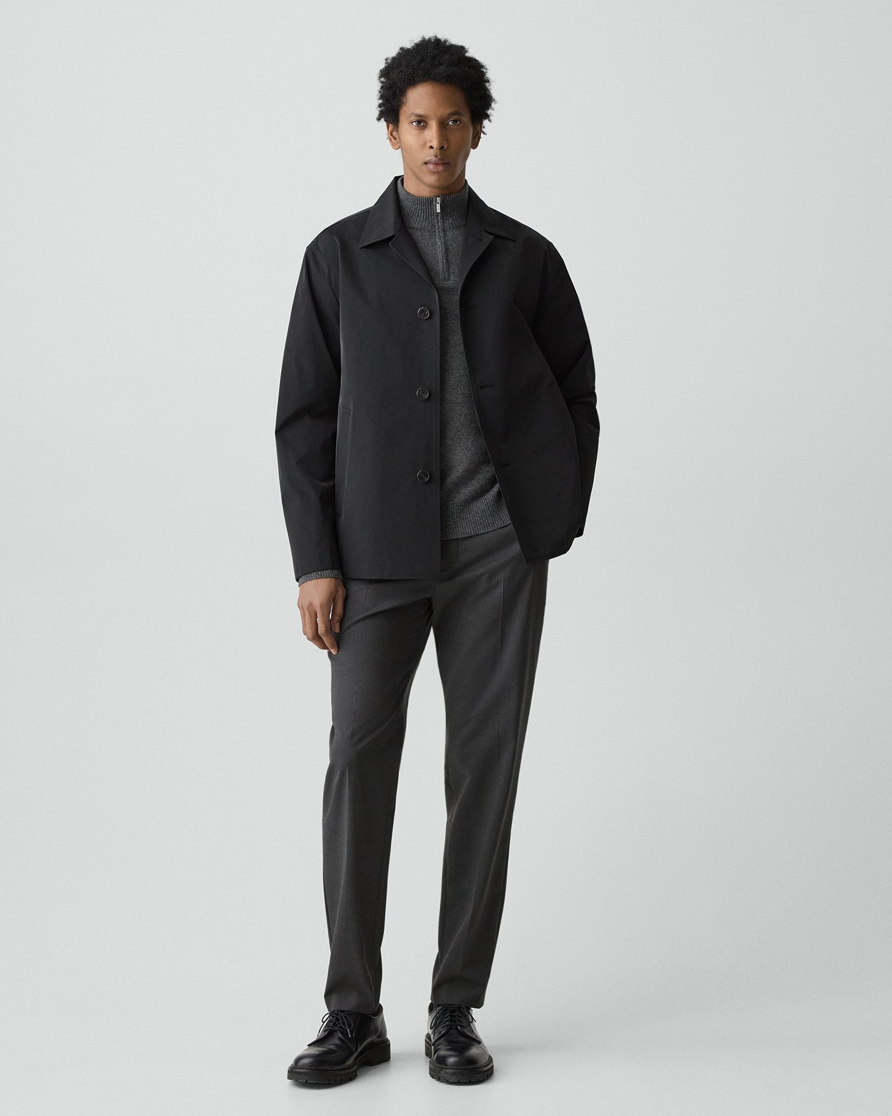 Theory Shirt Collar Jacket in Foundation Twill - Detail 6